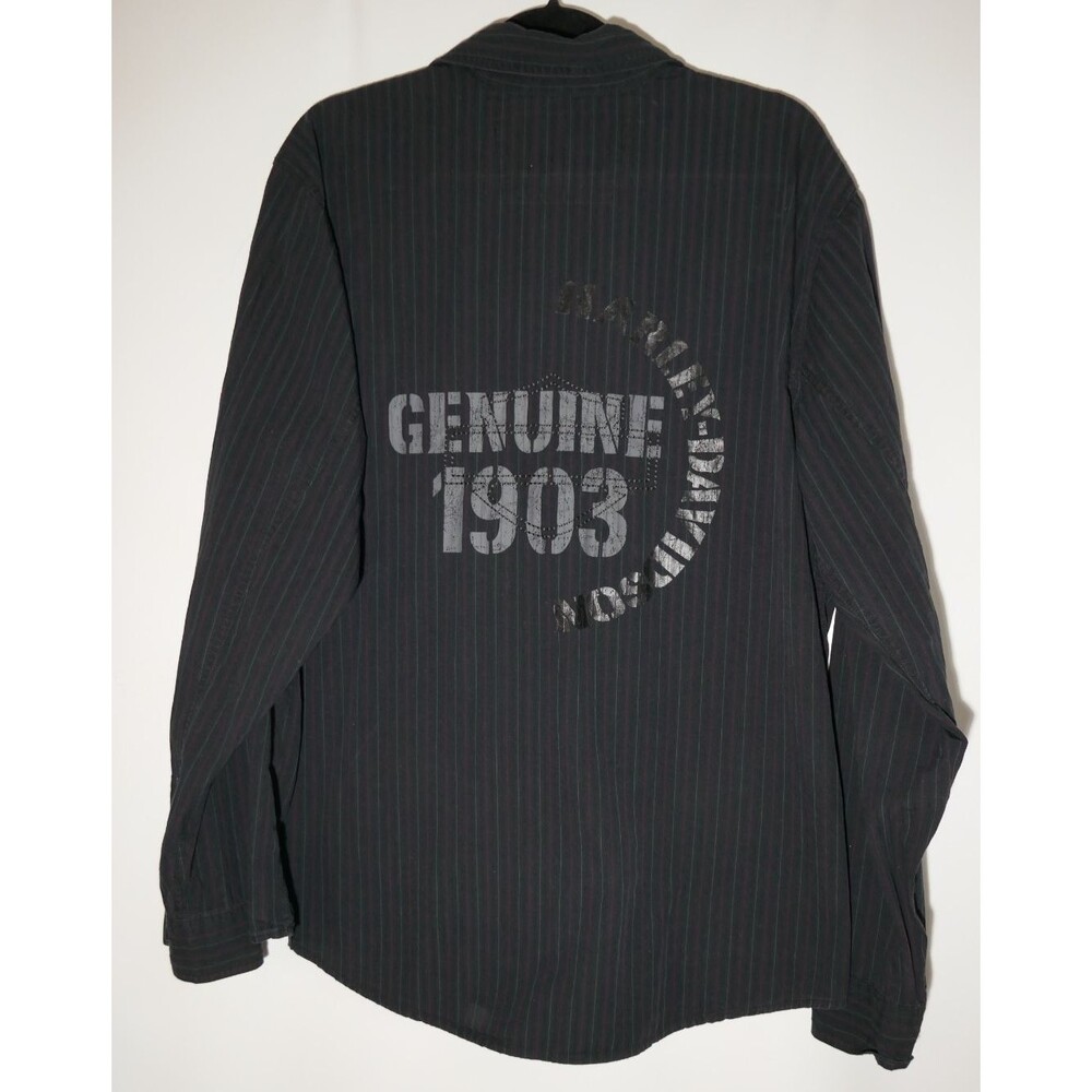 Harley Davidson Black Pinstripe Long Sleeve Button Down Genuine 1903 Shirt Large